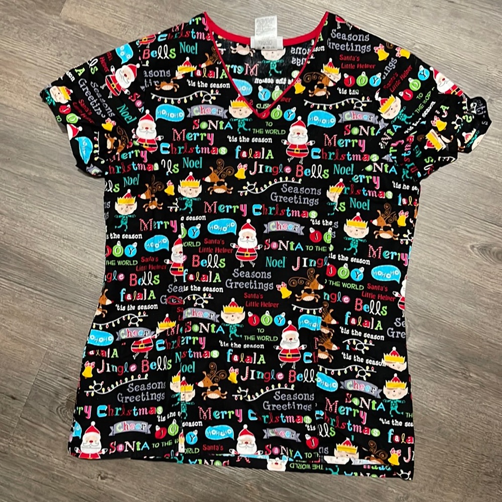 Christmas Scrub Top Xs